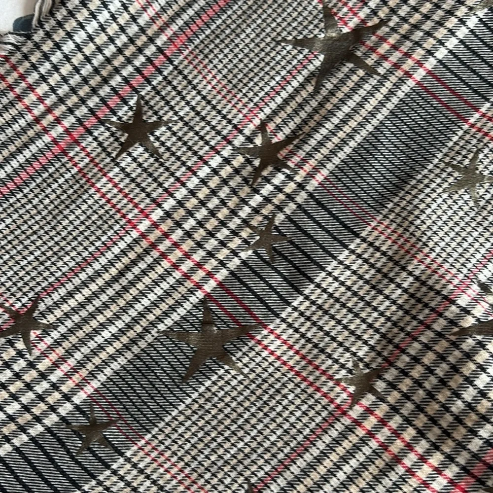 Unique Plaid Scarf with Star Accents. Light material. Triangular. 66” x …